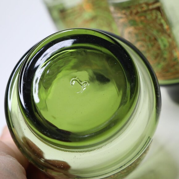 VINTAGE Libbey Elcyda Glasses SET of 3 Green Gold MCM Rocks Barware Old Fashione - Picture 8 of 11